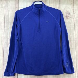 Paradox Womens Merino Wool Blend 1/4 Zip DriRelease Base Layer Shirt Sz M Purple